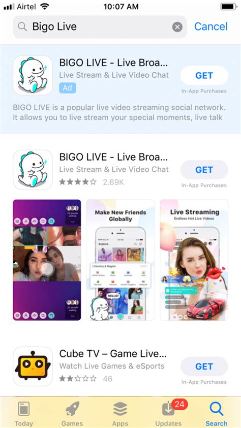 Bigo live is the most popular broadcasting app on mobile platform where you may start your own live stream and watch enjoyable show of talented performers. Bigo Live for iOS/ iPhone/ iPad Latest Version Download ...