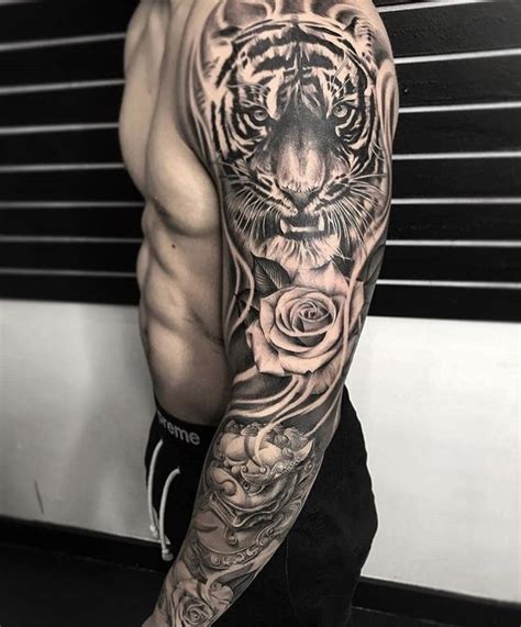 Free shipping on orders over $25 shipped by amazon. Tiger and rose sleeve #tattoo | Lion tattoo sleeves, Tiger ...
