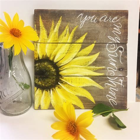 Don't miss out on new articles, tips and demonstrations! You Are My Sunshine Sign, Sunflowers, Pallet art, Wood ...