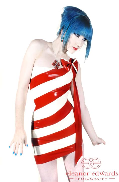 Radka strips in latex dress. Red & White Candy-Stripe Asymmetric Mini Dress With or ...