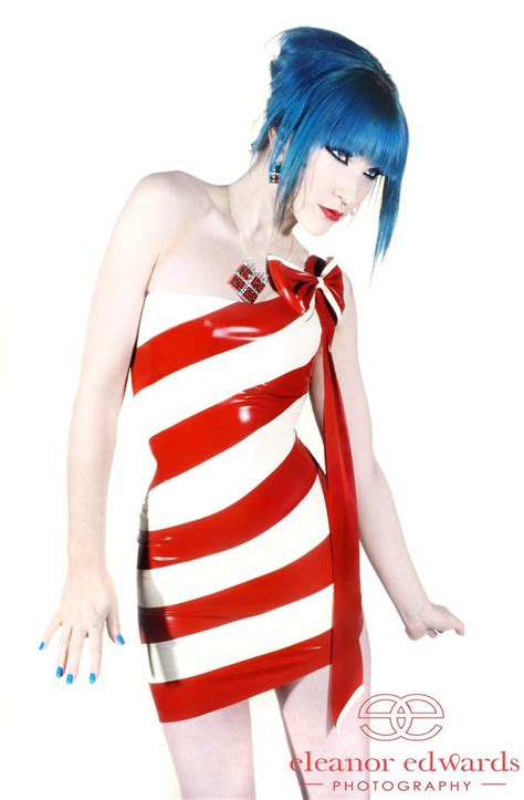 Bound blonde in black latex dress 754 min. Red & White Candy-Stripe Asymmetric Mini Dress With or ...