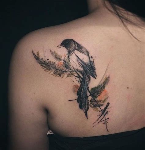 It is found in chinese painting, poetry. Tattooer Nadi magpie bird tattoo | Tattoos, Black bird ...