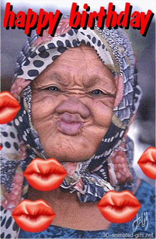 You're a half century old now! funny animated gifs ecards animation gif lip kisses old ...
