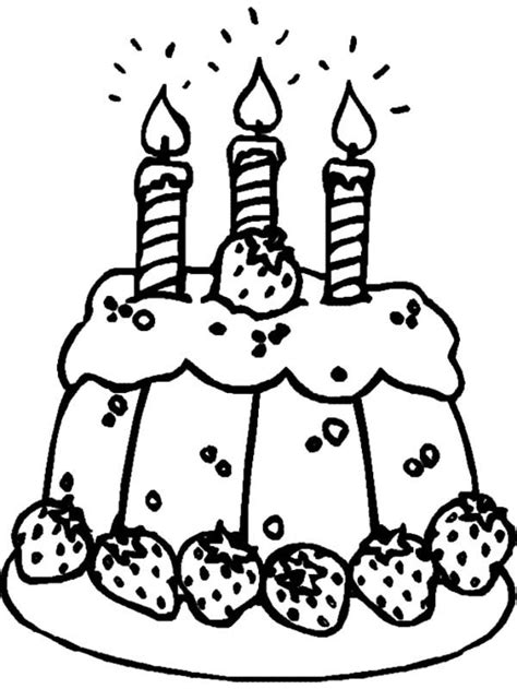 Today is a day to celebrate! Strawberry Cake with Birthday Candle Coloring Pages ...