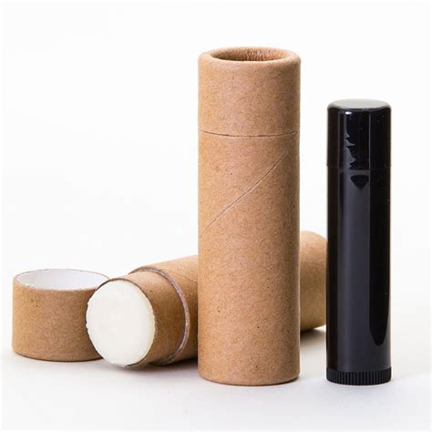 Fits for regular size lip balm container. Paperboard packaging brown Kraft round push up lip balm ...