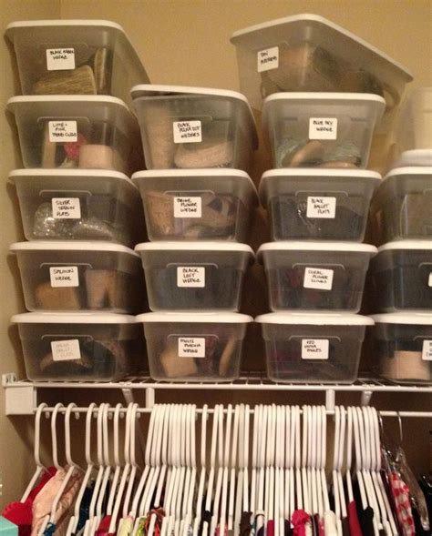 How to organize shoes in closet. Vinyl chalkboard labels & plastic bins organize shoes in ...