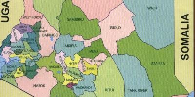 The administrative subdivision of kenya (administrative division) is made up of 47 counties (level 1) above you have a geopolitical map of kenya with a precise legend on its biggest cities, its road. Map of Kenya counties - New map of Kenya counties (Eastern Africa - Africa)