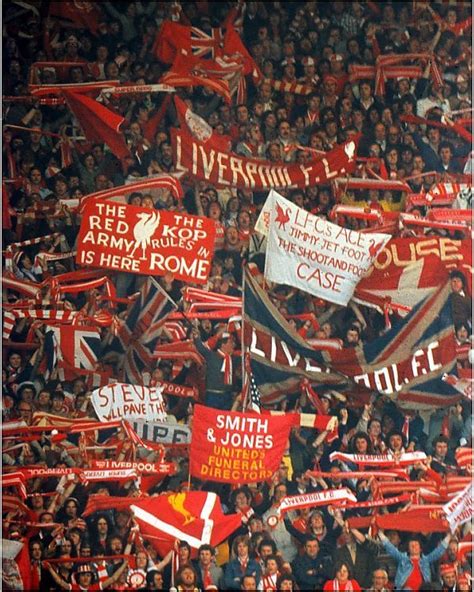 Sementara itu gol liverpool semuanya dicetak oleh mohamed salah. Print of Liverpool fans display their banners - 1977 FA ...