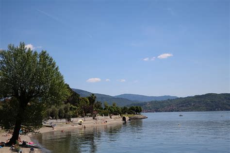 Lake maggiore is renowned in italy and abroad for the numerous beach areas situated all along the shores of the lake. View To Cannero Riviera Beach At Lake Maggiore Piedmont ...