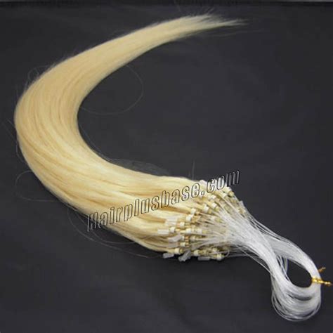 #p18/22 malibu sunset nano ring hair extensions. 18 Inch #613 Bleach Blonde Micro Loop Human Hair ...