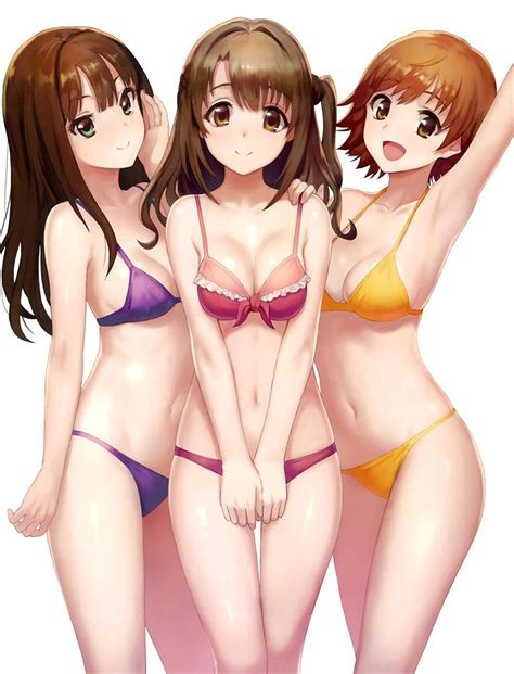 Anime girls, open mouth, purple eyes, face, chitanda eru, hyouka. Hentai 34 - Image 99: 3girls :d arm_at_side armpits bikini blue_eyes breasts brown_eyes brown ...