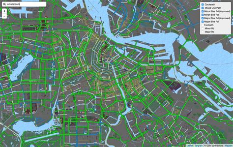 Holandia leży w europie zachodniej, u wybrzeży morza północnego. Amsterdam rowerowa mapie - Amsterdam mapa cyklu (Holandia)