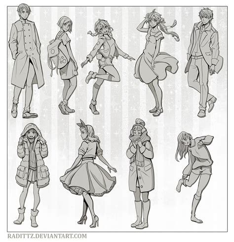 Draw lips for manga & anime. Various poses in casual clothes by Radittz on DeviantArt