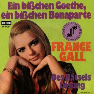 France gall, nom de scène d'isabelle gall, née le 9 octobre 1947 dans le 12e arrondissement de paris, est une chanteuse française. ZDF-Hitparade Nr.6 (Radioversion)