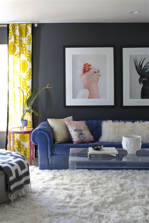 Discover 48 cool gray living room ideas. velvet tufted sofa. Leila Jeffries. living room. (With ...