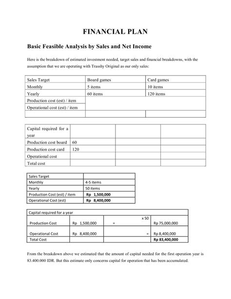 If you have a complicated task at hand, the best solution is to pick a 3+ day turnaround. Contoh Financial Plan | Business Economics | Economies