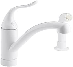 Best kohler white kitchen sink from kohler k 5818 4 0 hartland self rimming kitchen sink with. KOHLER K-15076-P-0 Coralais Decorator Kitchen Sink Faucet ...