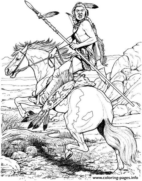 For boys and girls, kids and adults, teenagers and toddlers, preschoolers and older kids at school. Native American On Horse Coloring Pages Printable