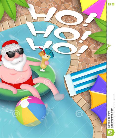 Or invest in a pack of anytime snowballs. Santa Pool Party Christmas stock de ilustración ...