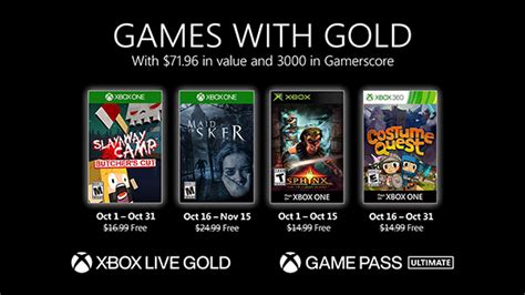 Entra ya para conseguir tu tarjeta regalo en 2020. Xbox Live Gold: ecco i titoli gratis di Ottobre 2020 ...