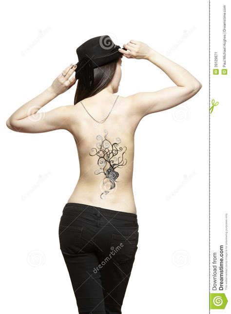 Select from premium female back images of the highest quality. Body Art Temporary Tattoo On Female Back Stock Photo ...
