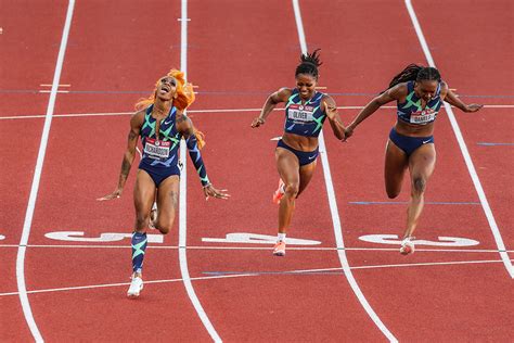 Soon, she'll race the medalists. Olympic Trials Women's 100 — Sha'Carri Richardson En Fuego ...