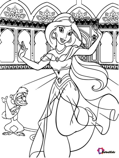 But jasmine's pet is the most badass compared to other princesses, except for mulan. Princess Jasmine And Abu Dancing Aladdin Coloring Page on ...