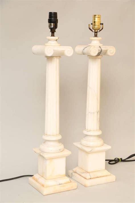 Rectangular form alabaster table lamp from vc via delicious designs. Pair of Carved Alabaster Columnar Form Table Lamps For ...