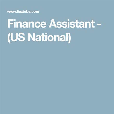 This full guide includes a. Finance Assistant - (US National) | Finance, Assistant ...