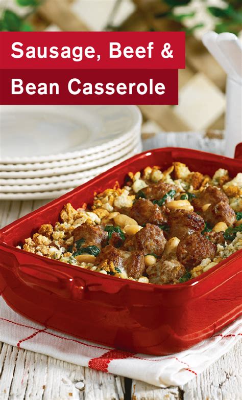 It's almost hearty enough to be a main dish. Sausage, Beef & Bean Casserole | Recipe | Food, Comfort ...