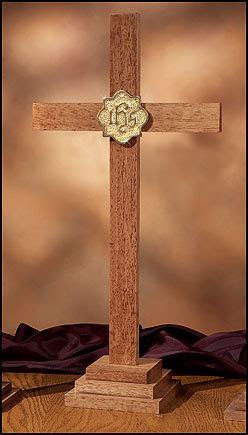 Don't be afraid to give it a take the square and make a mark on the bottom of the two foot board also. Eastern Maple Altar Cross with Brass IHS Plate