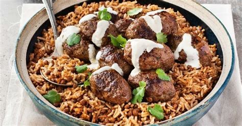 Middle eastern spiced rice with toasted almonds. Middle Eastern lamb koftas with aromatic lentil rice ...