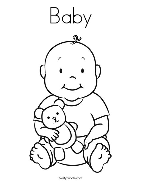 Busy beavers teach children preschool basics like colors, shapes, abcs, 123s, nursery rhymes & more. Baby Coloring Page - Twisty Noodle