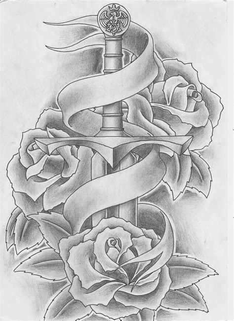 Bird rose ribbon heart valentine tattoo set vector design vector. Sword and Roses Tattoo by Keepermilio | Sword tattoo ...