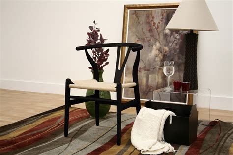 Dark brown with black seat: Wishbone Chair - Black Wood Y Chair | Wholesale Interiors