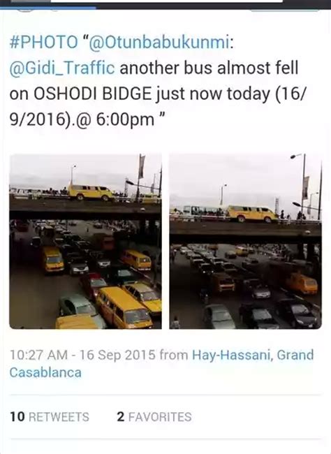 Ikorodu road/anthony cloverleaf bridge somolu/ikeja local government 17. Bus Almost Fell On OSHODI BRIDGE Just Now (Photos) - Car ...