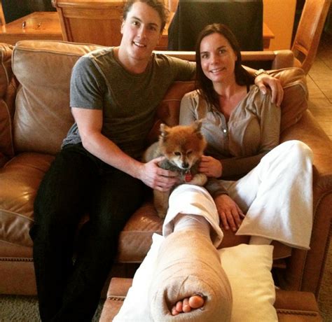 Barrie helped out on a jesse puljujarvi. Tyson Barrie with his mom and her dog (Source:... | She ...