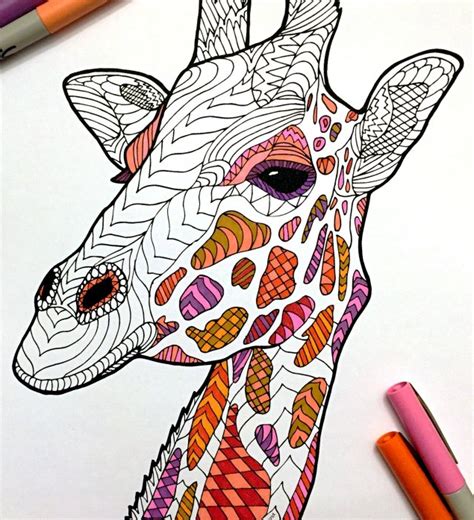 With these unique designs, you could color a whole zoo of stunning animals. Zentangle Giraffe Printable Coloring Page (With images) | Giraffe art, Coloring pages, Zentangle