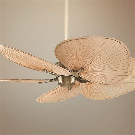 This ceiling fan is designed with customers in mind. 52" Fanimation Islander Brass Palm Leaf Ceiling Fan ...