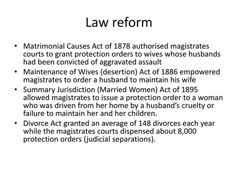 The law reform ( marriage and divorce ) act 1976 and besides the guardianship of infant act 1961 normally becomes the dominant jurisprudence in make up one's minding the proceedings refering a child's upbringing or the disposal of a child's belongings. PPT - Marriage and Divorce PowerPoint Presentation, free ...