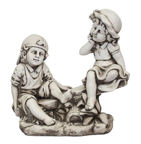 Weitere ideen zu spielplatz, hinterhof spielplatz, garten spielplatz. Garten-Figur Kinder auf Wippe - Gartenfigur Skulptur ...
