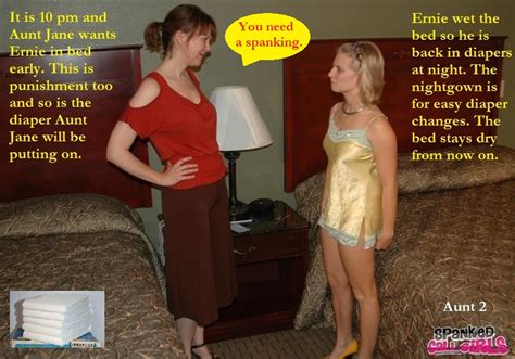Sissy then pulled out a bottle of baby powder and powdered the area around the chastity. Spanked and Diapered