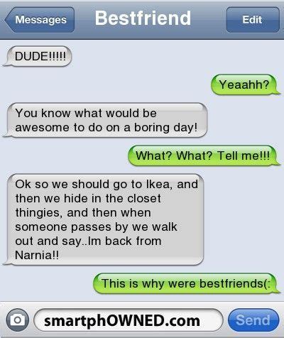 She feels happy and loved when you say/text her cute things. I will do this one day with my best friend!!! | Funny ...