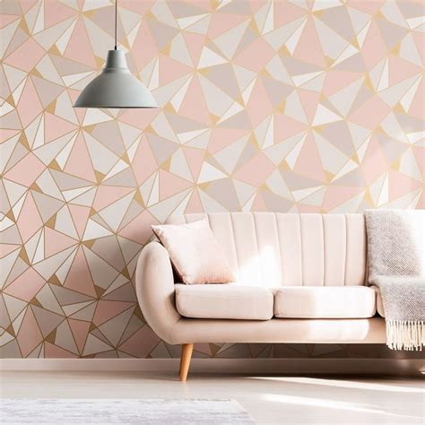 Wonderful rose gold wall paint, description: Apex Geometric Wallpaper Rose Gold Fine Decor FD41993 | Geometric wallpaper rose gold, Bedroom ...