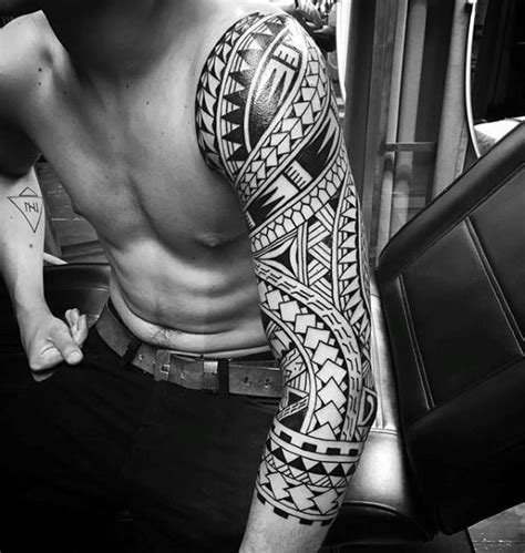 Tribal tattoos for men tribal sleeve tattoos best sleeve tattoos body art tattoos tattoos for guys tattoo sleeves henna tattoos tattoos pics belly tattoos. Gentleman With Awesome Half Sleeve Hawaiian Tribal Tattoo ...