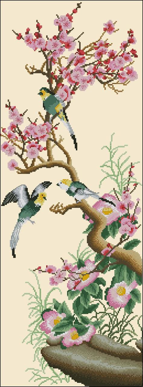 Cross stitch designs free download pdf. Cross-stitch design "Branch of sakura and birds". Oriental ...