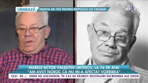 Să ne vedem la următoarea aniversare de 80 de ani sănătoşi, este mesajul lui valentin uritescu. Marele actor Valentin Uritescu, la 76 de ani! Artistul şi ...