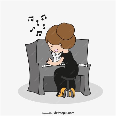 Dibujo de mujer tocando el piano | Vector Gratis