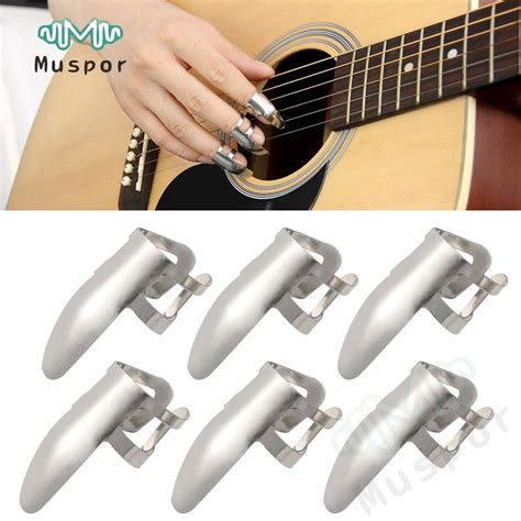 6PCS Stainless Steel Metal Finger Banjo Acoustic Electric Guitar Picks ...