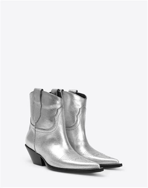 Maison martin margiela silver boots. Maison Margiela Leather Silver Cowboy Boots in Metallic - Lyst